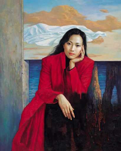 李丝云 2005年作 穿红衣女子
